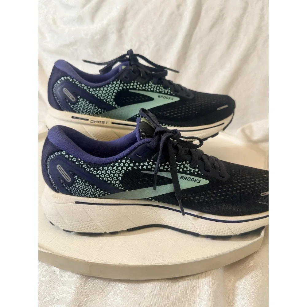 Brooks Ghost 14 Womens Running Shoes Navy Purple Seafoam 1203561B446 Size 9